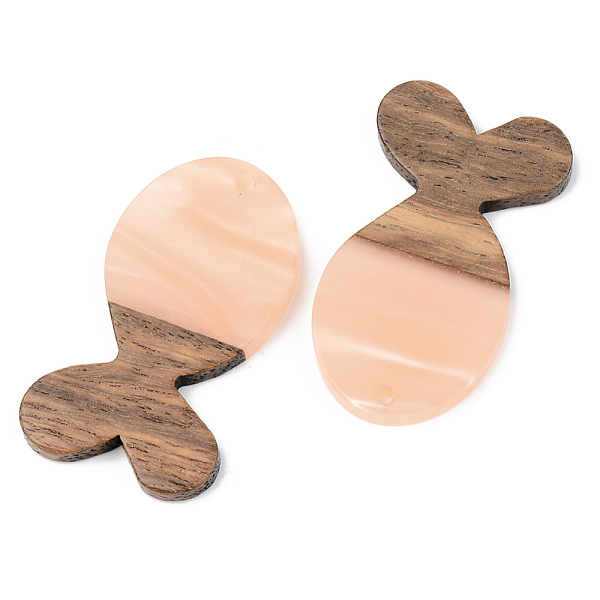 

PandaHall Opaque Resin & Walnut Wood Pendants, Fish, Light Salmon, 38x22x3mm, Hole: 2mm Resin+Wood Fish Red