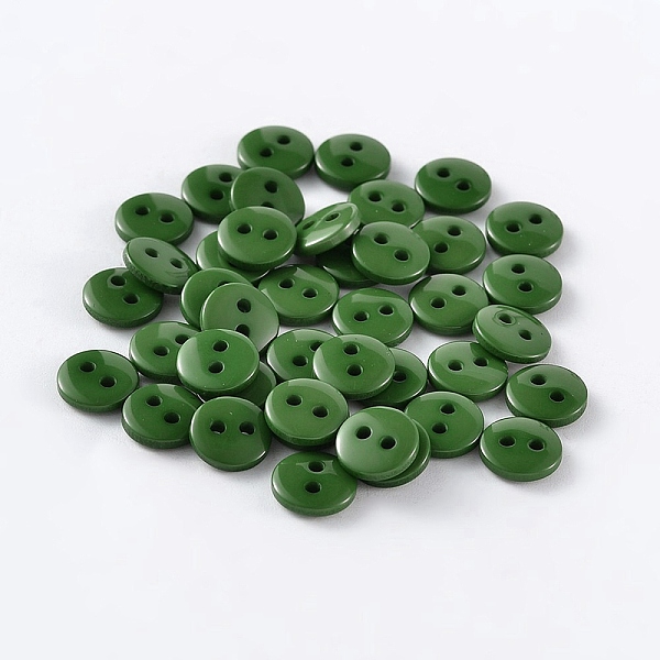 

PandaHall 2-Hole Flat Round Resin Sewing Buttons for Costume Design, Dark Green, 12.5x2mm, Hole: 1mm Resin Flat Round