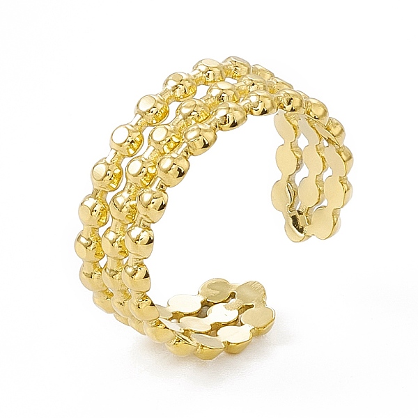 

PandaHall Ion Plating(IP) 304 Stainless Steel Cuff Ring for Women, Ball Chain Shaped Wide Band Open Rings, Real 14K Gold Plated, 8mm, Inner...