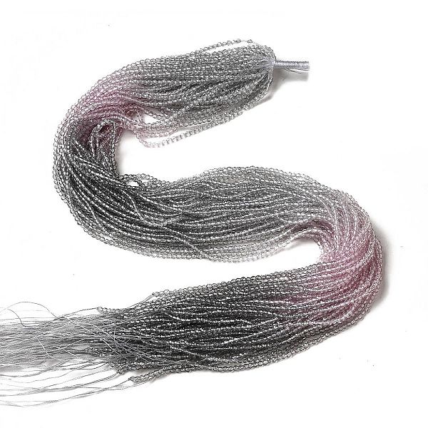 

PandaHall Transparent Gradient Color Glass Beads Strands, Faceted Round, Slate Gray & Orchid, 2mm, Hole: 0.8mm, about 184~187pcs/strand...