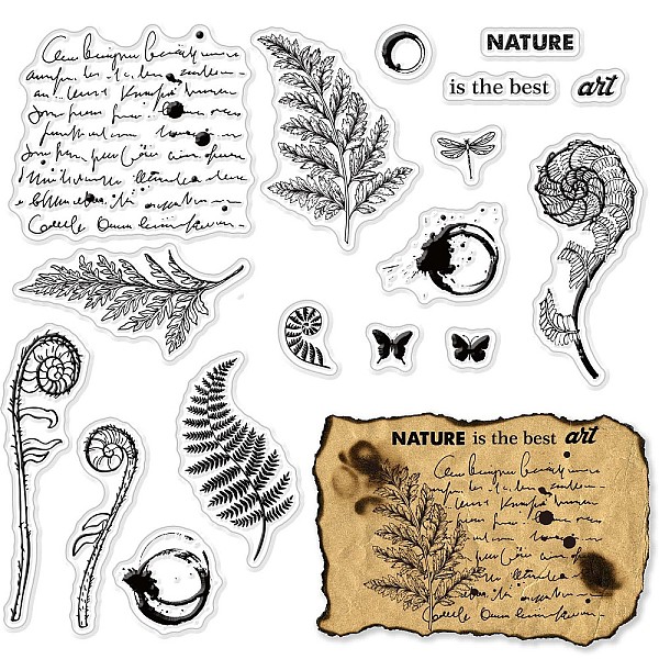 

PandaHall CRASPIRE Fern Plants Leaves Clear Rubber Stamps Butterfly Dragonfly Nature Vinatge Transparent Silicone Stamp for Scrapbooking...