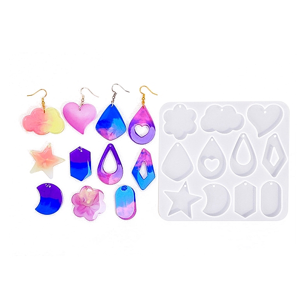 

PandaHall Geometry Earrings Pendants DIY Silicone Mold, Resin Casting Molds, for UV Resin, Epoxy Resin Craft Making, Clear, 120x110x4mm...
