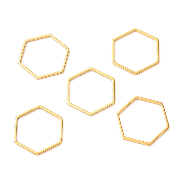 

PandaHall 201 Stainless Steel Linking Rings, Hexagon, Golden, 18x16x1mm 201 Stainless Steel Hexagon
