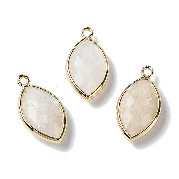 

PandaHall Natural White Moonstone Pendants, with Platinum Brass Edge, Faceted, Horse Eye, 22x12x5.5mm, Hole: 1.8mm Moonstone Eye