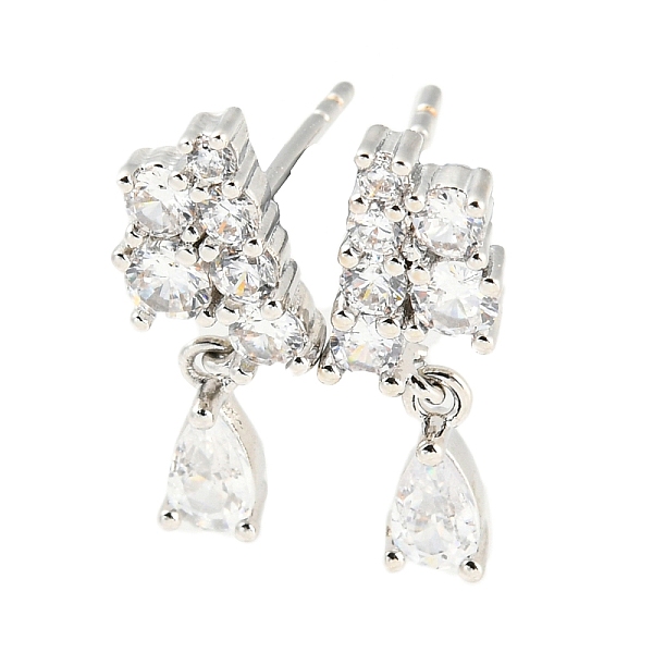 

PandaHall Rack Plating Brass Cubic Zirconia Grape Shape Dangle Stud Earrings, Long-Lasting Plated, Lead Free & Cadmium Free, Platinum..., Clear
