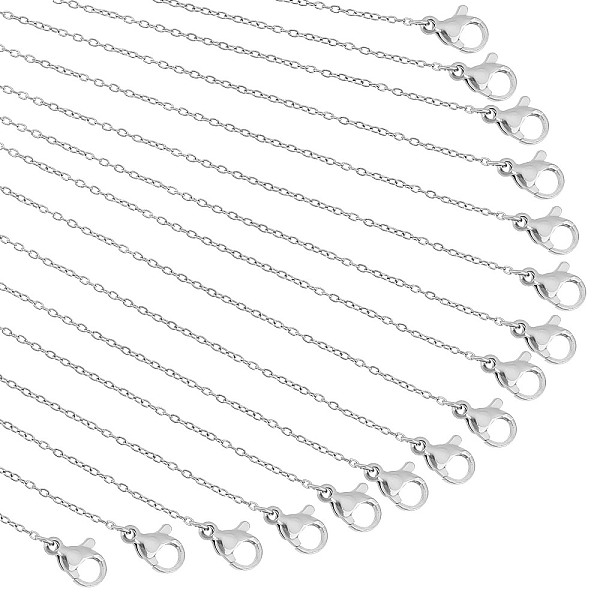 

PandaHall 304 Stainless Steel Necklace, Cable Chains, with Lobster Clasps, Stainless Steel Color, 17.72 inch(45cm), 20strands/set Stainless...
