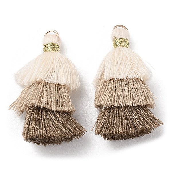 

PandaHall Polycotton Tassel Pendant Decorations, with Iron Loops, BurlyWood, 34~45x4~5mm, Hole: 3mm Polycotton Orange