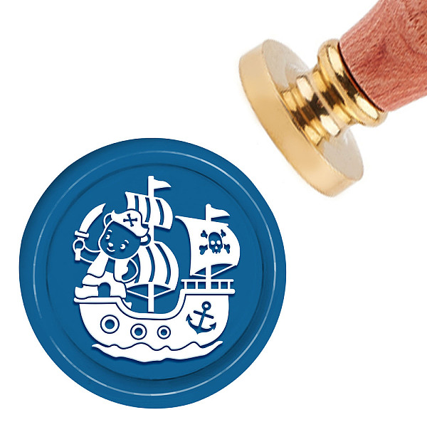 

PandaHall Brass Wax Seal Stamp with Handle, for DIY Scrapbooking, Ship Pattern, 3.5x1.18 inch(8.9x3cm) Brass Ship