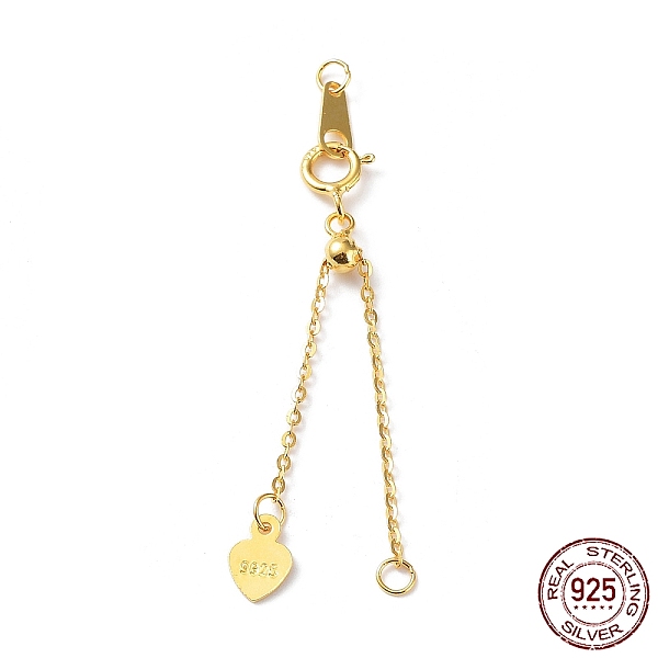 

PandaHall 925 Sterling Silver Chain Extenders, Slider Cable Chain with Heart Tag & Spring Clasp & S925 Stamp, Real 18K Gold Plated, 46~74mm...