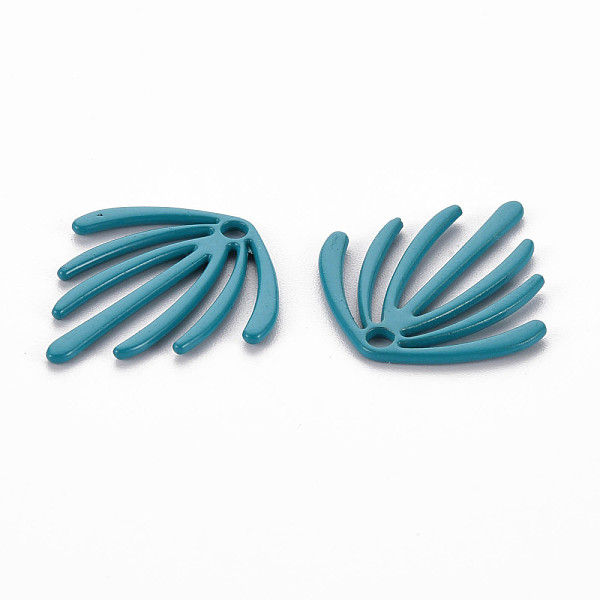 

PandaHall Spray Painted Alloy Pendants, Cadmium Free & Lead Free, Fan, Teal, 22x20x1.5mm, Hole: 1.8mm Alloy Fan Cyan