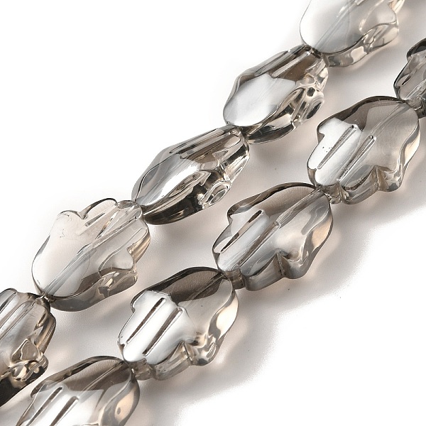 

PandaHall Transparent Electroplate Glass Beads Strands, Pearl Luster Plated, Hamsa Hand, Dark Gray, 17.8x13.5x7.5mm, Hole: 1.3mm, about...