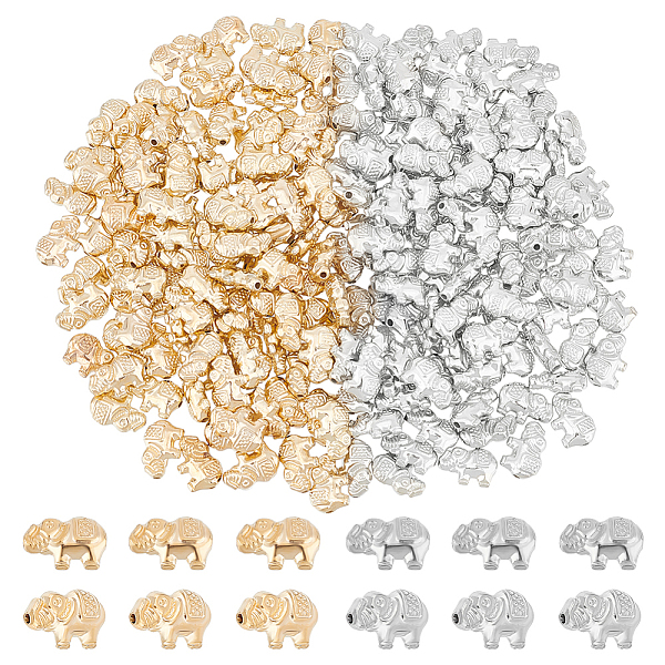

PandaHall 200Pcs 2 Colors CCB Plastic Beads, Elephant, Mixed Color, 12.5x8.5x4.5mm, Hole: 1.4mm, 100pcs/color Plastic Elephant