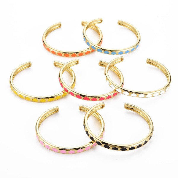 

PandaHall Hamsa Hand Enamel Cuff Bangle, Real 18K Gold Plated Lucky Brass Open Bangle for Women, Nickel Free, Mixed Color, Inner Diameter..., Multicolor
