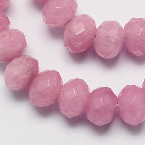 

PandaHall Natural White Jade Bead Strands, Dyed, Faceted, Abacus Beads, Rondelle, Old Rose, 4~5x3mm, Hole: 0.5mm, about 116-120pcs/strand...