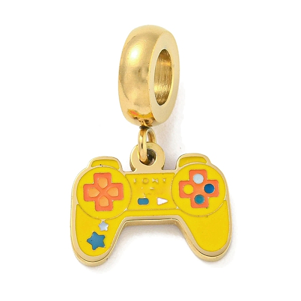 

PandaHall Ion Plating(IP) 304 Stainless Steel Enamel European Dangle Charms, Game Controller Large Hole Pendants, Yellow, 21.5mm, Hole...