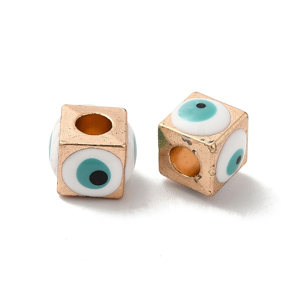 

PandaHall Alloy Enamel European Beads, Large Hole Beads, Light Gold, Cube with Evil Eye, White, 8x10.5x10.5mm, Hole: 4.3mm Alloy+Enamel Cube...