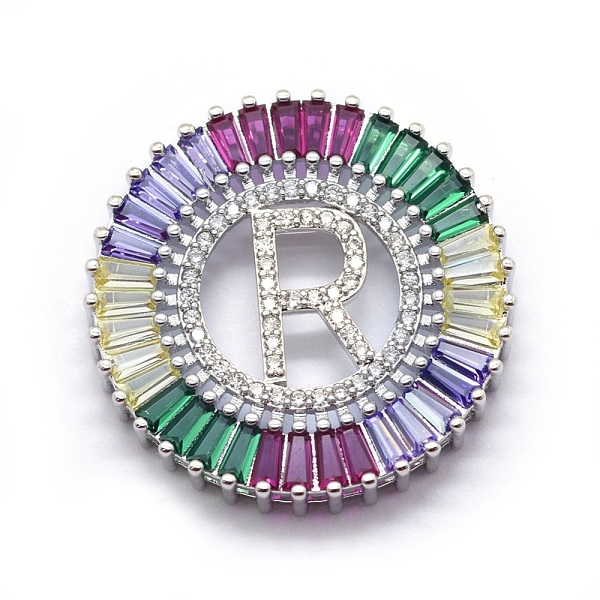 

PandaHall Brass Micro Pave Cubic Zirconia Pendants, Multi-strand Links, Flat Round with Letter.R, Colorful, Mixed Color, 28.5~29x5mm, Hole...