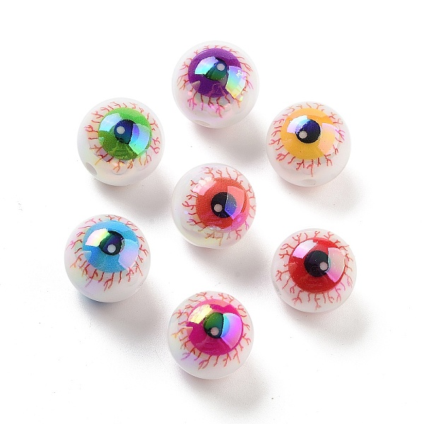 

PandaHall UV Plating Acrylic Beads, Round with Eye, Mixed Color, 15.5x15mm, Hole: 2.5mm Acrylic Round Multicolor