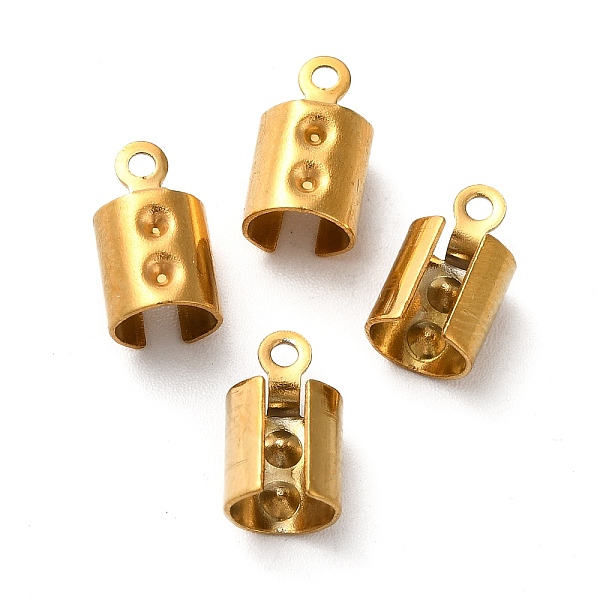 

PandaHall Ion Plating(IP) 201 Stainless Steel Cord End, Folding Crimp Ends, Real 18K Gold Plated, 11.5x6.5x5.5mm, Hole: 1.4mm, Inner...