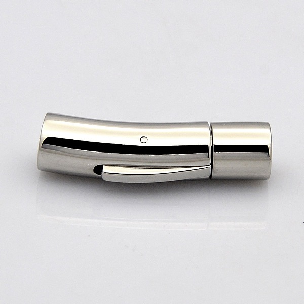 

PandaHall Column 304 Stainless Steel Bayonet Clasps, Stainless Steel Color, 28~30x7mm, Hole: 5mm 304 Stainless Steel