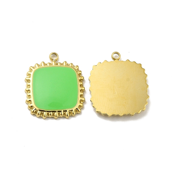 

PandaHall 304 Stainless Steel Enamel Pendants, Square, Golden, Green Yellow, 15x12.5x2mm, Hole: 1.4mm Stainless Steel+Enamel Square