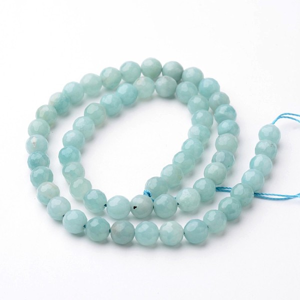 

PandaHall Natural Amazonite Beads Strands, Faceted, Round, 10mm, Hole: 1mm, about 38pcs/strand, 15 inch Amazonite Round