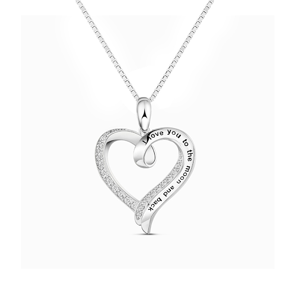 

PandaHall TINYSAND Rhodium Plated 925 Sterling Silver Elegant Hollowed Heart Necklace, with Cubic Zirconia, Platinum, 14 inch Sterling..., Clear