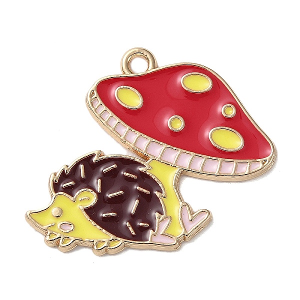 

PandaHall Golden Plated Alloy Enamel Pendants, Hedgehog with Mushroom Charm, Colorful, 23x27x1mm, Hole: 1.8mm Alloy+Enamel Hedgehog