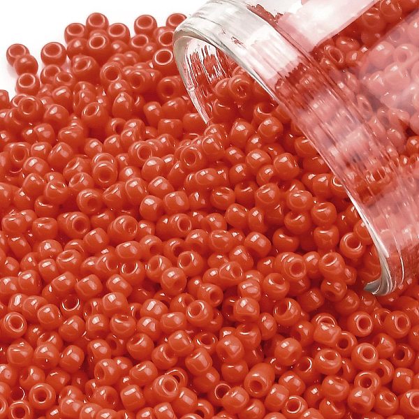 

PandaHall TOHO Round Seed Beads, Japanese Seed Beads, (50) Opaque Sunset Orange, 11/0, 2.2mm, Hole: 0.8mm, about 1103pcs/10g Glass Orange