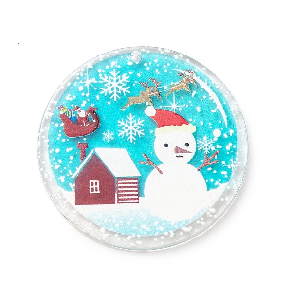 

PandaHall Christmas Printed Acrylic Pendants, Flat Round Charm, Snowman, 40x2mm, Hole: 1mm Acrylic Snowman