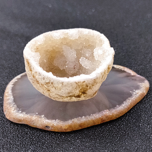 

PandaHall Natural Agate Cups & Cup Mats, Irregular Shape Slice Coaster & Geode Teacup Set, Cup Mat: 30~60mm, Cup: 25~45mm, 2pcs/set Natural...