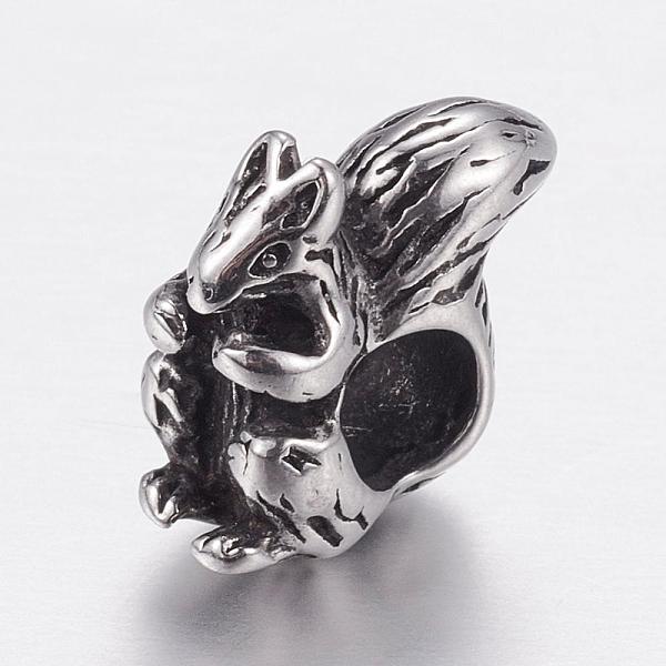 

PandaHall 304 Stainless Steel European Beads, Large Hole Beads, Squirrel, Antique Silver, 11x6x12mm, Hole: 5mm 304 Stainless Steel Other...