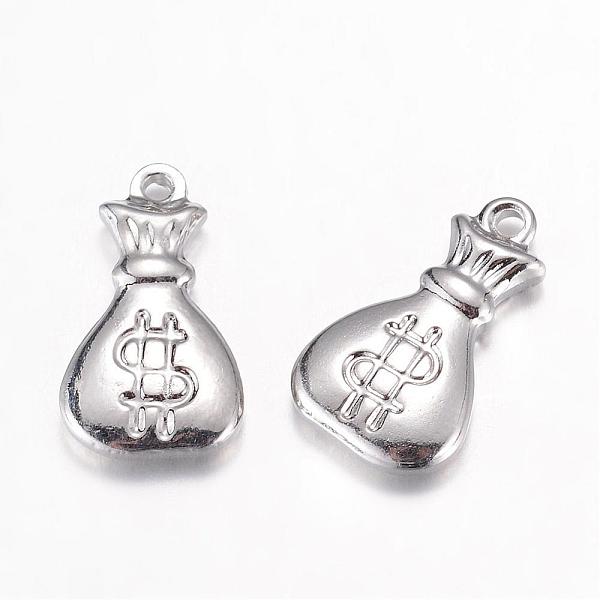 

PandaHall 201 Stainless Steel Pendants, Money Bag, Stainless Steel Color, 17x10x3mm, Hole: 1mm 201 Stainless Steel Bag
