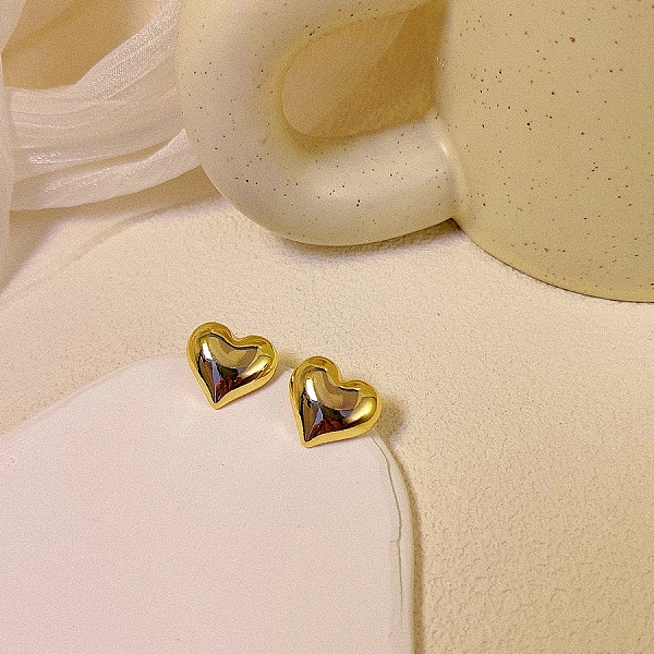 

PandaHall Heart Alloy Stud Earrings, Golden, 23x23mm Alloy Heart