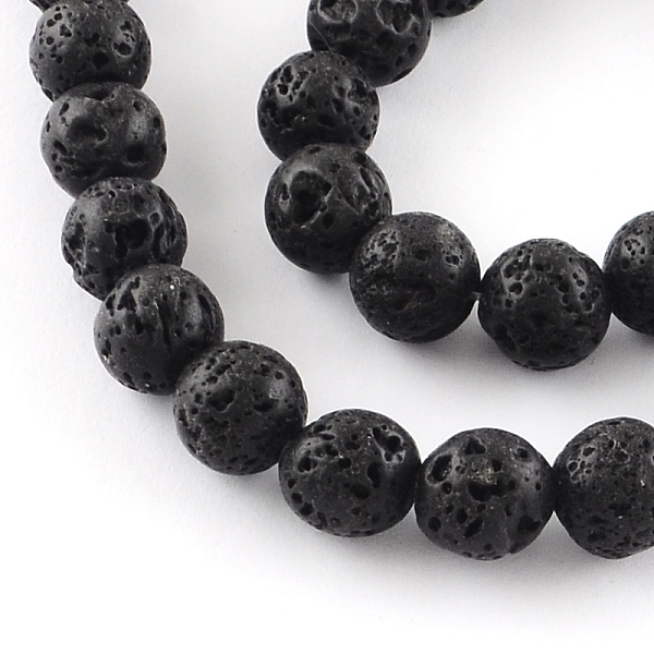 

PandaHall Dyed Natural Lava Rock Gemstone Round Bead Strands, 10mm, Hole: 1mm, about 42pcs/strand, 15.7 inch Lava Rock Round
