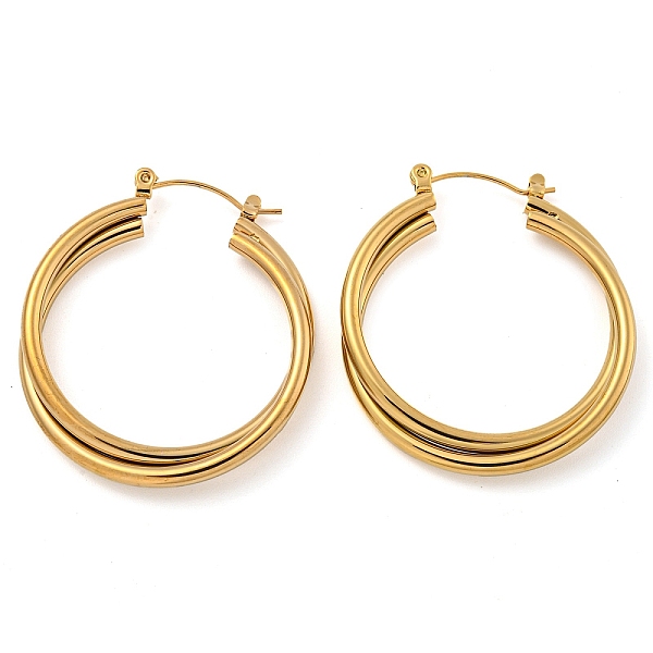 202 Stainless Steel Multi Layered Hoop Earrings