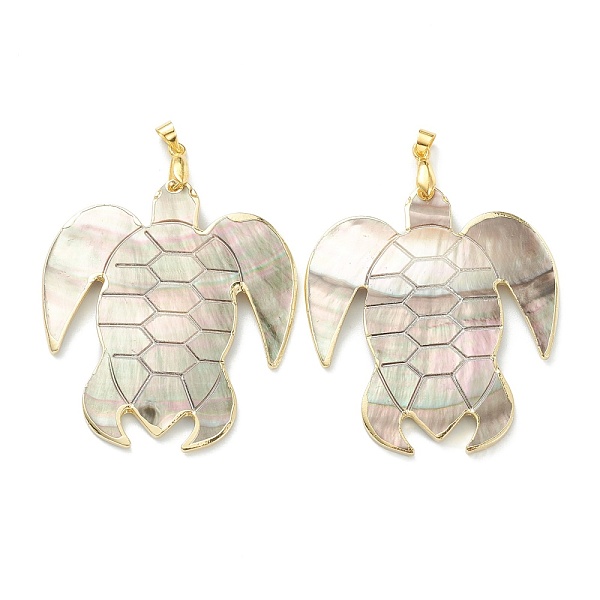 

PandaHall Natural Black Lip Shell Pendants, with Golden Plated Brass Findings, Sea Turtle, 49x44x2mm, Hole: 4x3.5mm Black Lip Shell Tortoise
