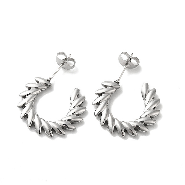 304 Stainless Steel Leafy Branch Wrap Stud Earrings For Women