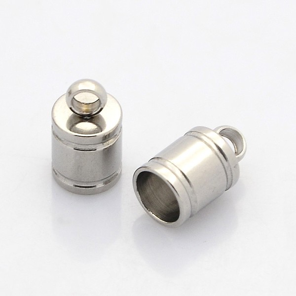 

PandaHall 201 Stainless Steel Cord Ends, End Caps, Stainless Steel Color, 10x6mm, Hole: 2mm, Inner diameter: 5mm 201 Stainless Steel