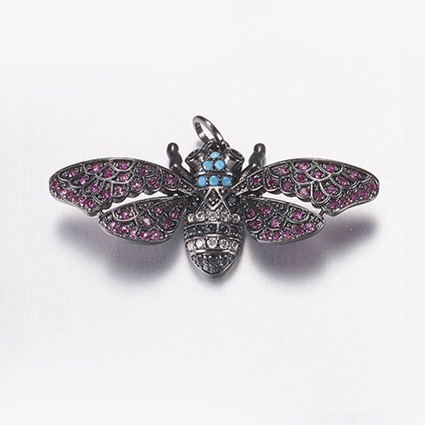 

PandaHall Brass Micro Pave Cubic Zirconia Pendants, Bee, Colorful, Gunmetal, 16x34.5x6mm, Hole: 4mm Brass+Cubic Zirconia Butterfly