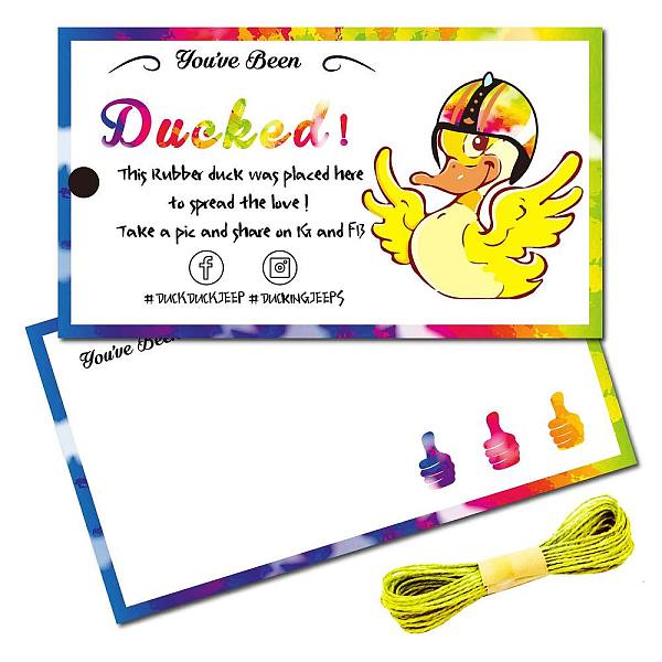 PandaHall CREATCABIN 50Pcs You've Been Ducked Cards Duck Tags Card Ducking Game DIY Jeep Duck Card with Hole and Twine for Rubber Ducks...