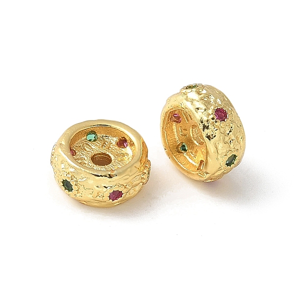 Brass Micro Pave Cubic Zirconia Beads
