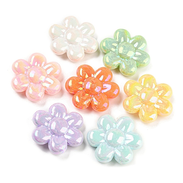

PandaHall Opaque Acrylic Beads, AB Color Plated, Flower, Mixed Color, 31x34x10mm, Hole: 2mm, about 100pcs/500g Acrylic Flower Multicolor