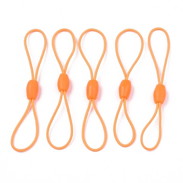 PandaHall Elastic String, with Silicone Beads Buckle, for Hanging Tags, Cards, Keys, Orange, 65~78x1mm Elastic Fibre Orange