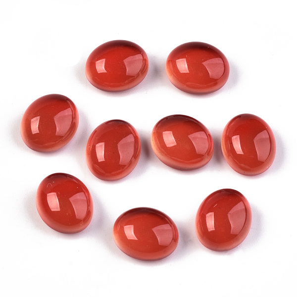 

PandaHall Glass Cabochons, Changing Color Mood Cabochons, Oval, Red, 12x10x6.5mm Glass Oval Red