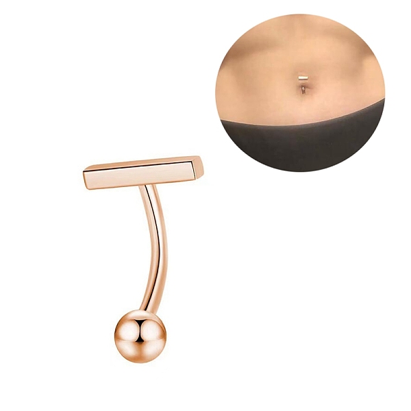 

PandaHall 304 Stainless Steel T-Shaped Curved Barbell, Piercing Navel Ring for Women, Rose Gold, 18x12mm, Pin: 1.6mm 304 Stainless Steel
