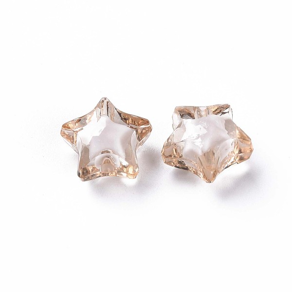 

PandaHall Transparent Acrylic Beads, Bead in Bead, Faceted, Star, BurlyWood, 14x15x8.5mm, Hole: 2mm, about 518pcs/500g Acrylic Star Orange