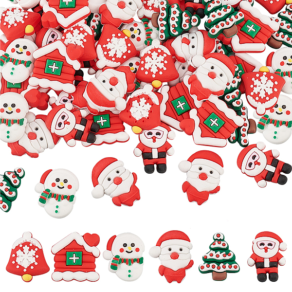 

PandaHall Fingerinspire 60Pcs 6 Styles Silicone Cabochons, DIY Jewelry Accessories, for Christmas, House & Tree & Bell & Santa Claus &..., Multicolor