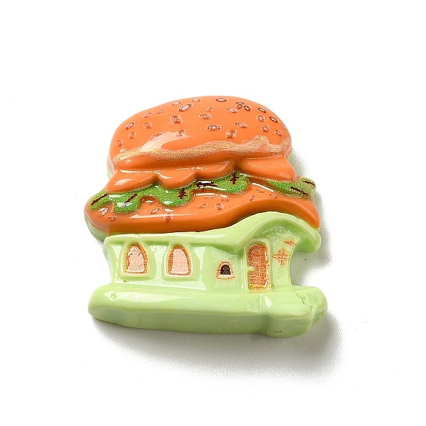 

PandaHall Cartoon Food Hous Opaque Resin Decoden Cabochons, Yellow Green, 26x25.5x8mm Resin House