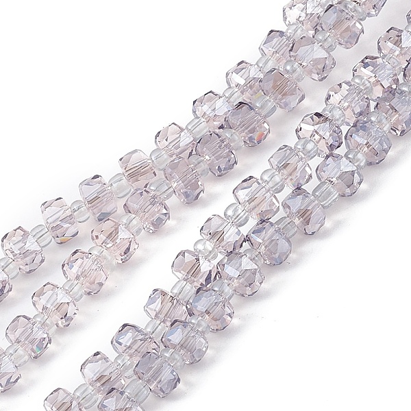 

PandaHall Transparent Electroplate Glass Beads Strands, Faceted, Rondelle, Pearl Luster Plated, Thistle, 5.5x3.5~4mm, Hole: 1mm, about..., Purple